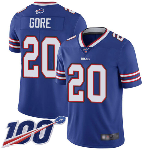 Men Buffalo Bills #20 Frank Gore Royal Blue Team Color Vapor Untouchable Limited Player 100th Season NFL Jersey->buffalo bills->NFL Jersey